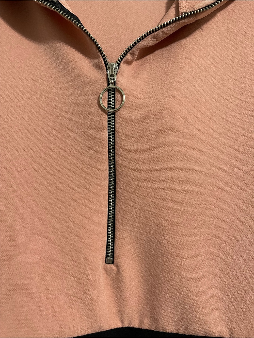 Zara Colorblock Half-Zip Hoodie in Dusty Rose, Black & White - Picture 5 of 7